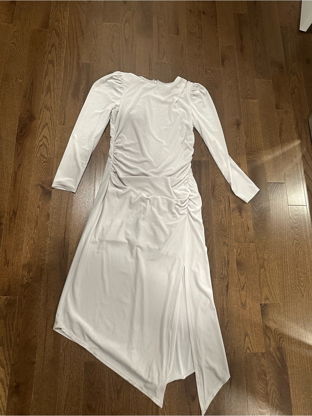 Express White Midi Dress with Asymmetric Hem